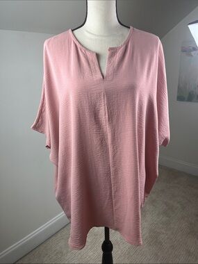 Before You Tunic Top Relaxed Pink Dusty Rose V-Neck  L